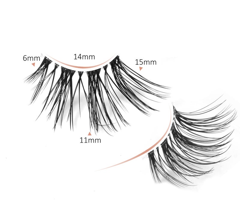 Onlyall Half Eyelashes Corner Lashes Natural Lashes Half Lashes Wispy End Lashes Corner Eyelashes 3/4 Lashes Clear Band Lashes 7 Pairs C03 (6MM-15MM) - Image 2