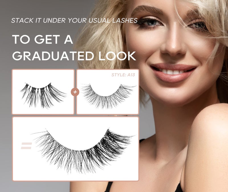 Onlyall Half Eyelashes Corner Lashes Natural Lashes Half Lashes Wispy End Lashes Corner Eyelashes 3/4 Lashes Clear Band Lashes 7 Pairs C03 (6MM-15MM) - Image 5