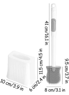 Generic Silicone Toilet Brush, Deep Cleaning Bathroom Brush with Long Non-Slip Handle and Flexible Bristles Wall-Mounted Anti-Drip Quick Dry Toilet Brush for Bathroom Toilet  - Image 2