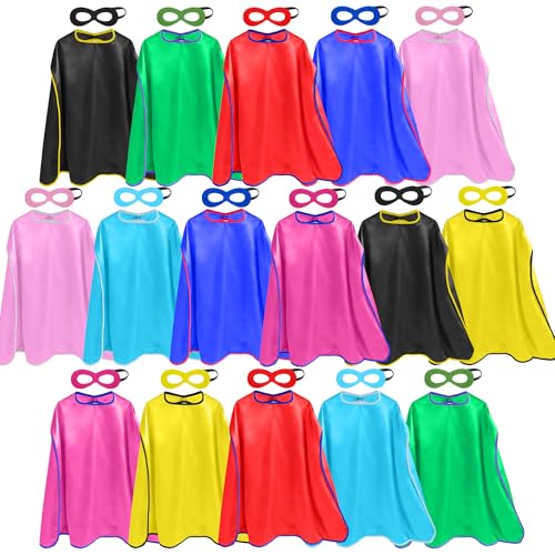 D.Q.Z DQZ Superhero Capes and Masks for Kids 16 Set Boys Super Hero Party Favor Costume 3 years old Girls Gifts Birthday Toys Multicolor - Image 1