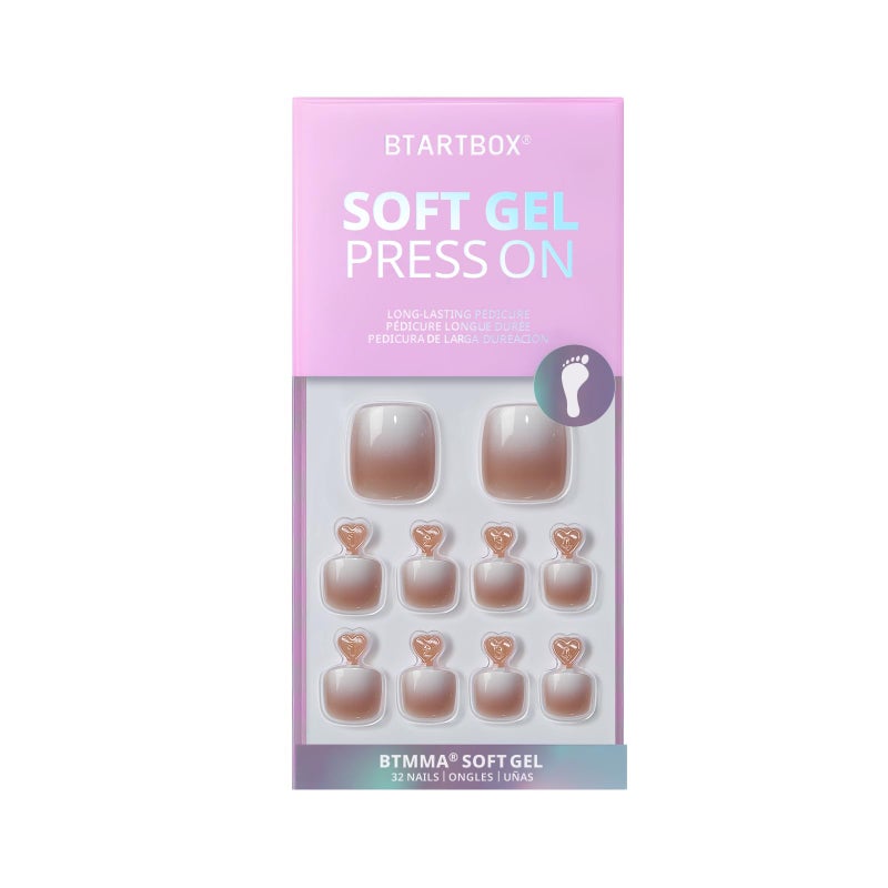 BTArtbox Toe Nails Press On Short, Brown Ombre Press On Toenails Square for Women, Squoval Press on Toe Nails with Glue, Fake Toenails in 16 Sizes- 32 Toenails Kit, Baby Boomer Brown - Image 4