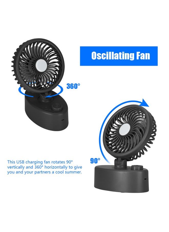 Strong Wind Oscillating Fan Indicator Light Stepless Wind Adjustment Rotary Fan Cooling - Black