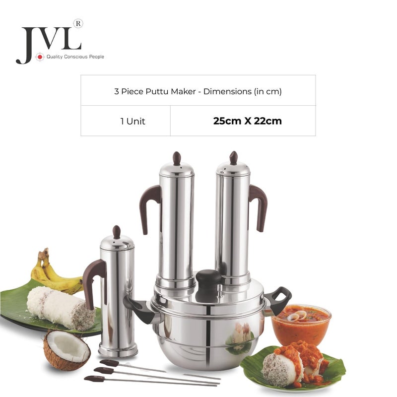 JVL صانع البوتو الفولاذي المقاوم للصدأ JVL (فولاذ مقاوم للصدأ، 3 شموع بوتو) - Image 5