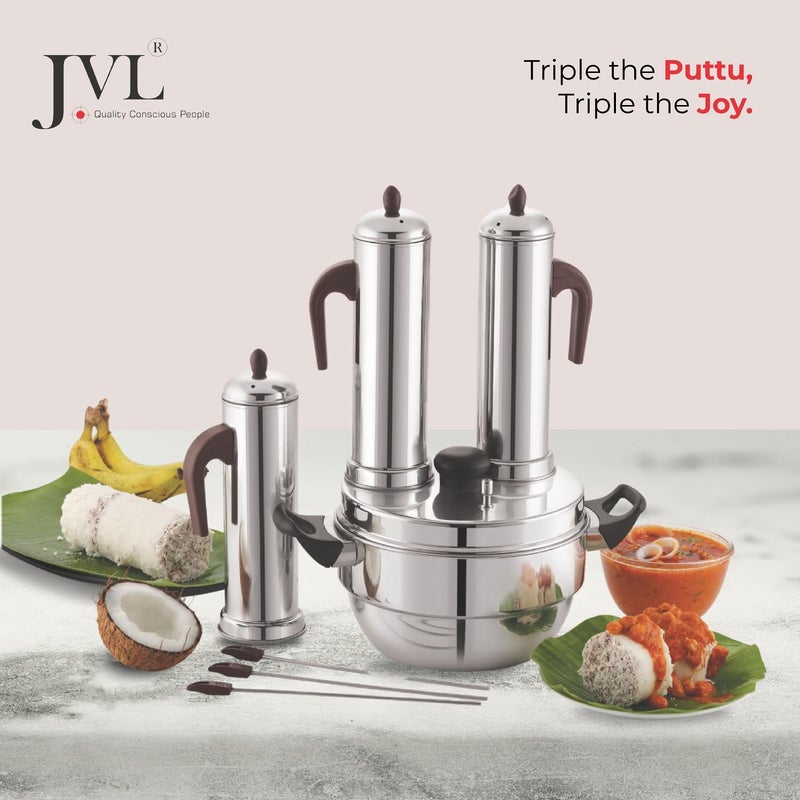 JVL صانع البوتو الفولاذي المقاوم للصدأ JVL (فولاذ مقاوم للصدأ، 3 شموع بوتو) - Image 2