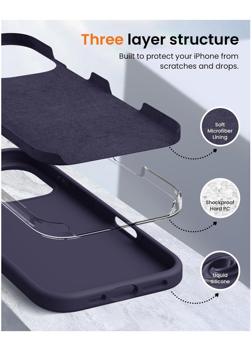 JAJEEK "Premium Soft Liquid Silicone Case for iPhone 16 Pro – Silky Soft Touch Full-Body Protective Bumper (Dark Purple)" - Image 5
