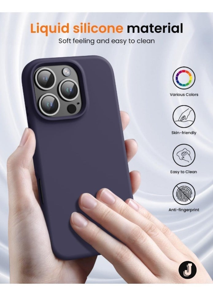 JAJEEK "Premium Soft Liquid Silicone Case for iPhone 16 Pro – Silky Soft Touch Full-Body Protective Bumper (Dark Purple)" - Image 3