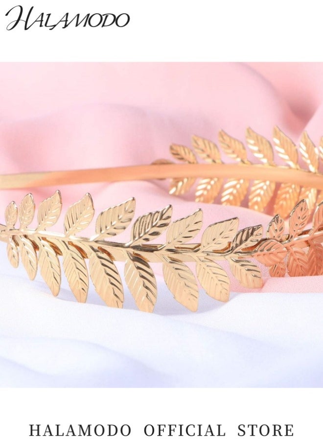 HALAMODO - Women’s Greek Roman Laurel Leaf Hair Hoop Greek Goddess Headband Bridal Hair Crown Headdress Metal Leaf Branch French Hair Bands Elegant Hair Accessories for Women Ideal for Weddings and Special Occasions - Image 1