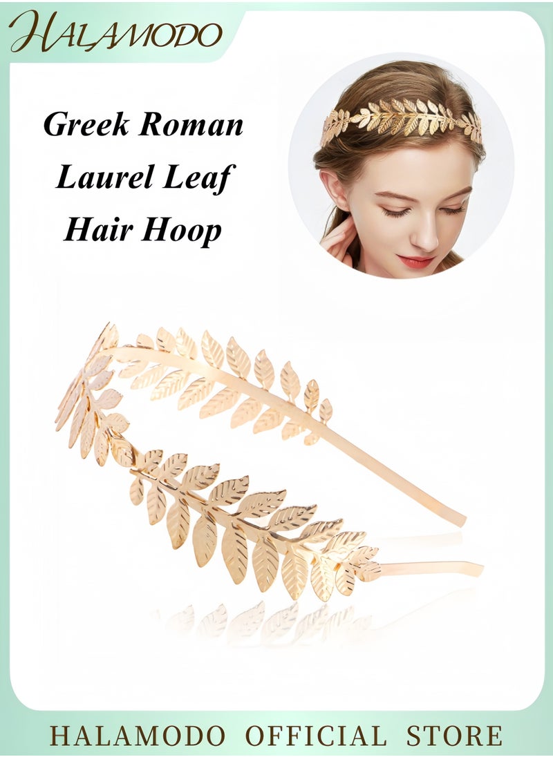 HALAMODO - Women’s Greek Roman Laurel Leaf Hair Hoop Greek Goddess Headband Bridal Hair Crown Headdress Metal Leaf Branch French Hair Bands Elegant Hair Accessories for Women Ideal for Weddings and Special Occasions - Image 1