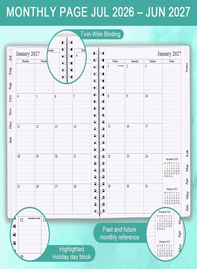 Getvow 2026-2027 Planner - Academic Planner 2026 2027 for Women & Men, July 2026 - June 2027, Monthly and Weekly Calender with 12 Monthly Tabs, 6.4" x 8.5", Teal - Image 2