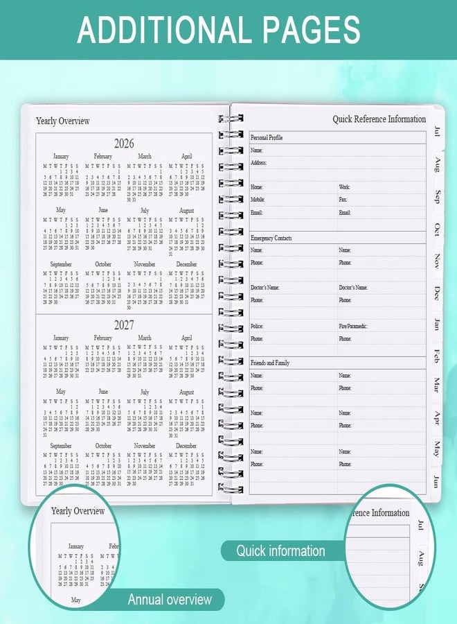 Getvow 2026-2027 Planner - Academic Planner 2026 2027 for Women & Men, July 2026 - June 2027, Monthly and Weekly Calender with 12 Monthly Tabs, 6.4" x 8.5", Teal - Image 4