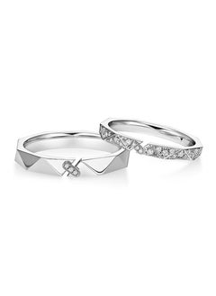 S925 Sterling Silver Adjustable Couple Rings Men's [white gold]]