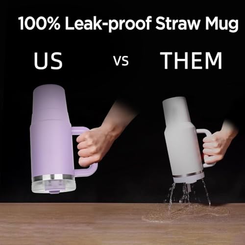 TYESO 40 oz Tumbler with Handle | Insulated Cup Reusable Stainless Steel Water Bottle Travel Mug Cupholder Friendly | Gifts for Women Him Her | Trek Collection (Pink) - Image 2