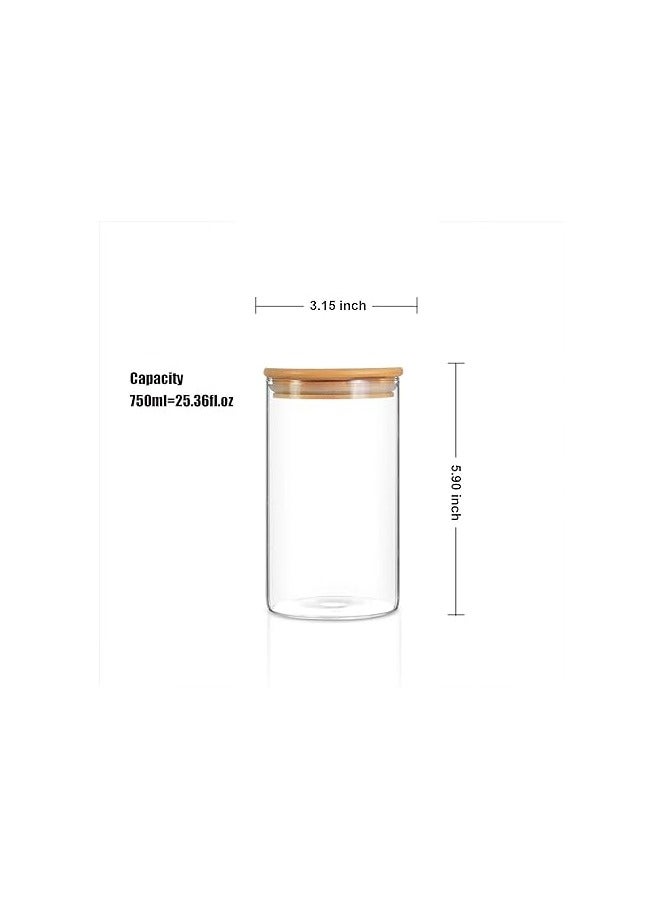 راكسوم حاويات برطمانات تخزين الطعام الزجاجية، برطمانات بسكويت زجاجية عالية البورسليكات مع غطاء محكم من الخيزران، مجموعة مكونة من 3 قطع، علب مطبخ للقهوة والدقيق والسكر والحلوى والبسكويت - Image 3