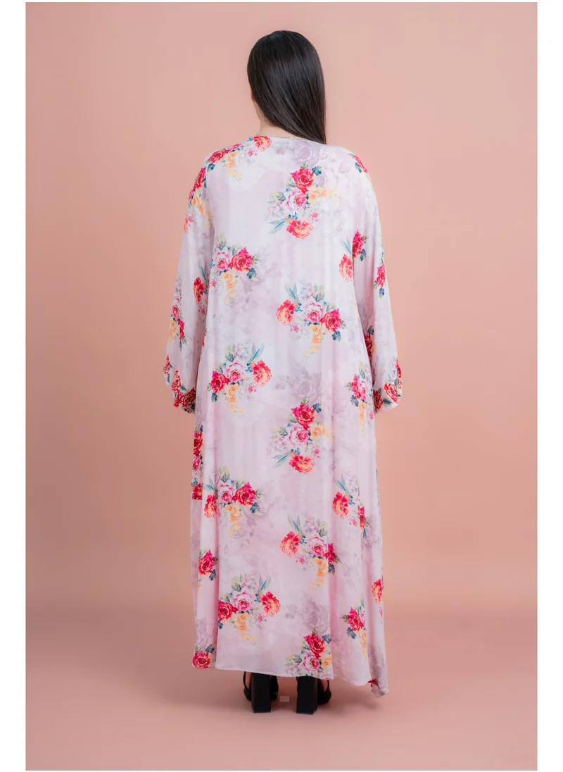 IKKXA Floral Printed Long Sleeve Jalabiya