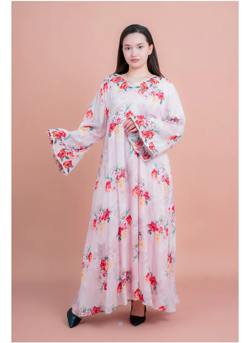 IKKXA Floral Printed Long Sleeve Jalabiya