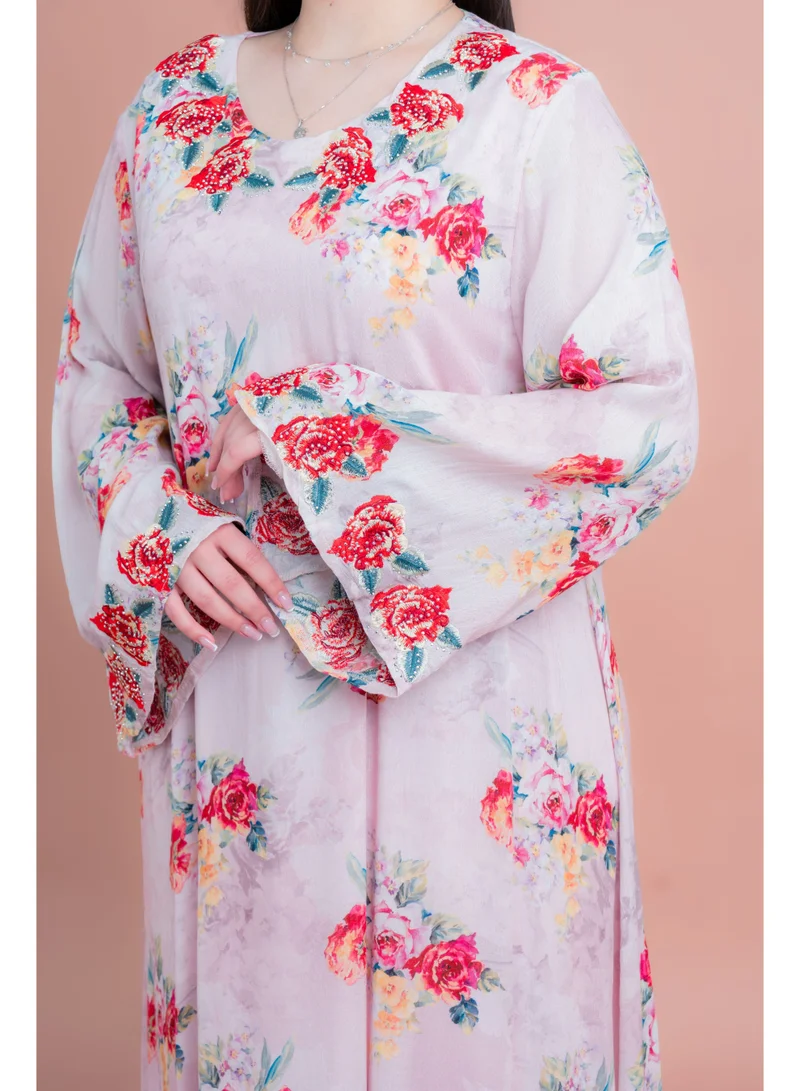 IKKXA Floral Printed Long Sleeve Jalabiya