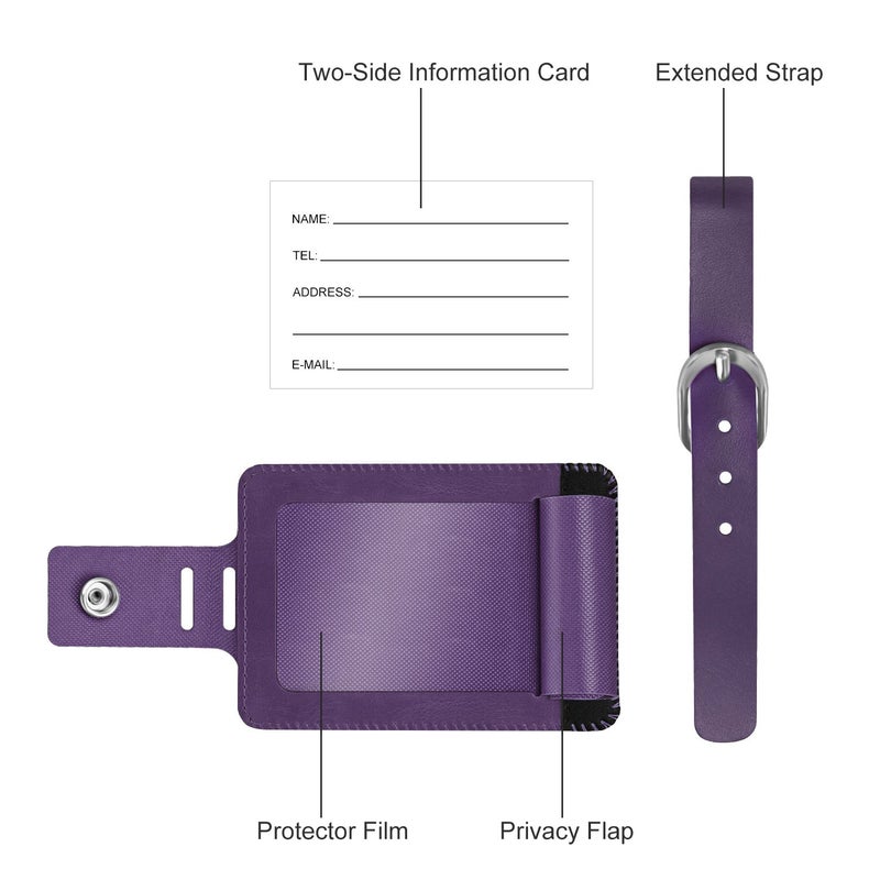 Fintie 2 Pack Luggage Tags, Fintie Leather Name ID Labels with Privacy Cover for Travel Bag Suitcase  - Image 3