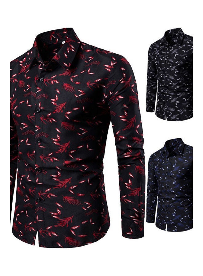 NIBEMINENT Turn Down Collar Printed Buttons Shirt Blue/Grey  - Image 1