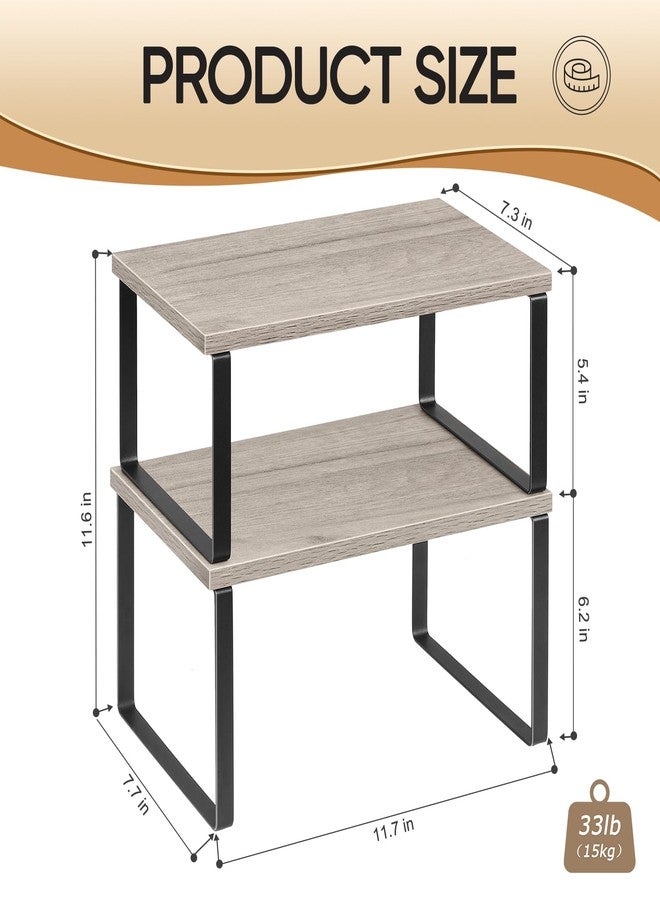 NEX Kitchen Cabinet and Counter Shelf Organizer, Shelf Riser for Pantry Countertop Cupboard Desk Top, Stackable & Expandable, Set of 4, Black and Greige - Image 5