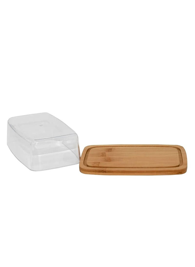 Bukela - Bamboo Butter Dish With Dome Lid, Covered Butter Holder for Countertop, Airtight Butter Container with Cover, Butter Keeper Storage Perfect for West, East Coast Butter, Dishwasher Safe - Image 1