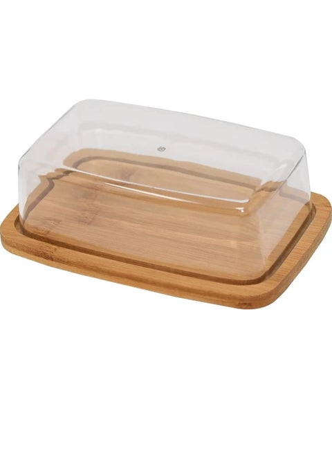 Bamboo Butter Dish With Dome Lid, Covered Butter Holder for Countertop, Airtight Butter Container with Cover, Butter Keeper Storage Perfect for West, East Coast Butter, Dishwasher Safe