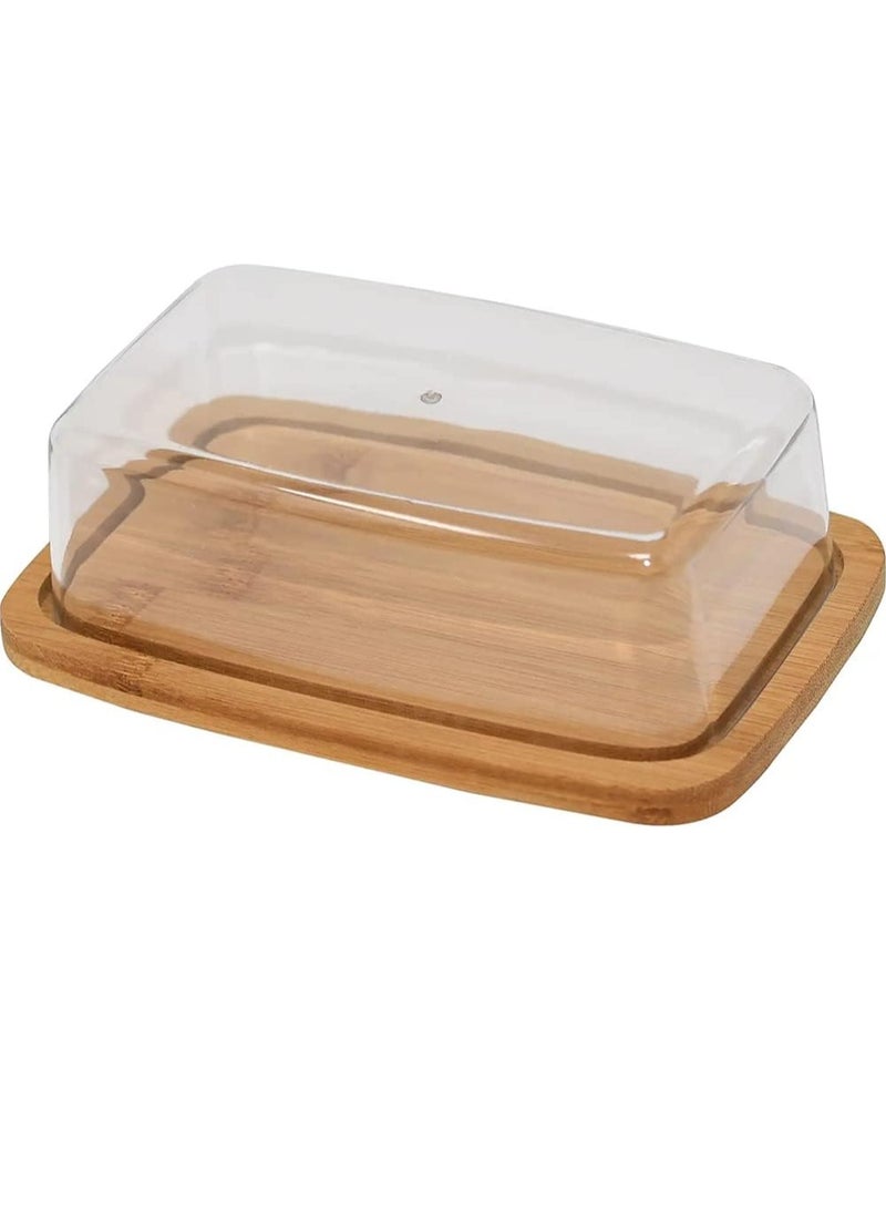 Bukela - Bamboo Butter Dish With Dome Lid, Covered Butter Holder for Countertop, Airtight Butter Container with Cover, Butter Keeper Storage Perfect for West, East Coast Butter, Dishwasher Safe - Image 1