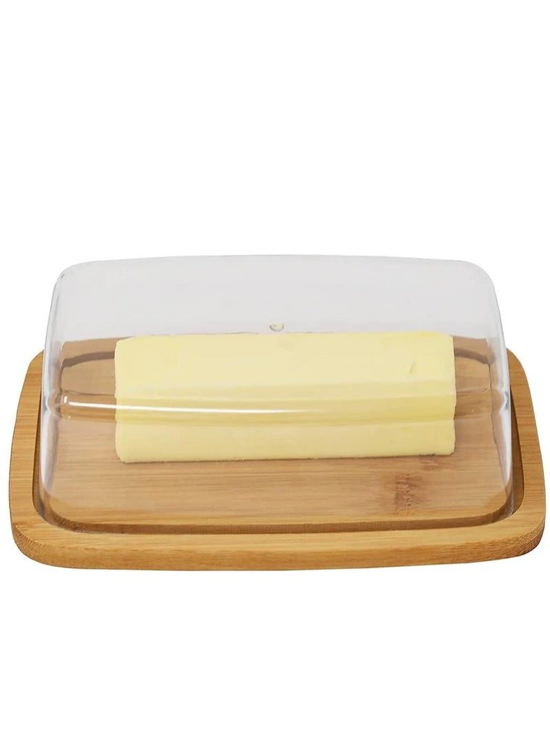 Bukela - Bamboo Butter Dish With Dome Lid, Covered Butter Holder for Countertop, Airtight Butter Container with Cover, Butter Keeper Storage Perfect for West, East Coast Butter, Dishwasher Safe - Image 1