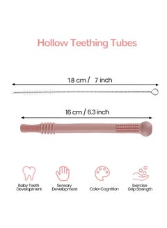 Generic 6 Pack Silicone Teether Straws for Infants & Toddlers - BPA Free, Freezable & Dishwasher Safe Teething Toys for Babies 3-12 Months  - Image 5