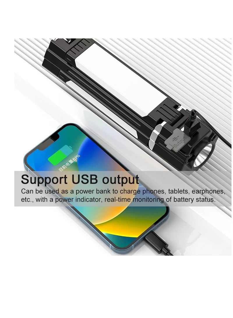 400-Lumen Rechargeable Flashlight, 3000mah COB Inspection Work Light with Built-in Power Bank - Image 2