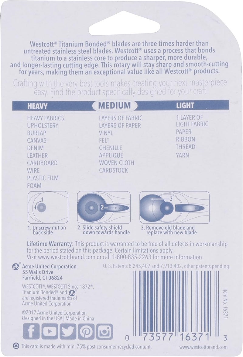 Westcott Titanium Bonded Rotary Replacement Blade, 45mm (16371) - Image 3