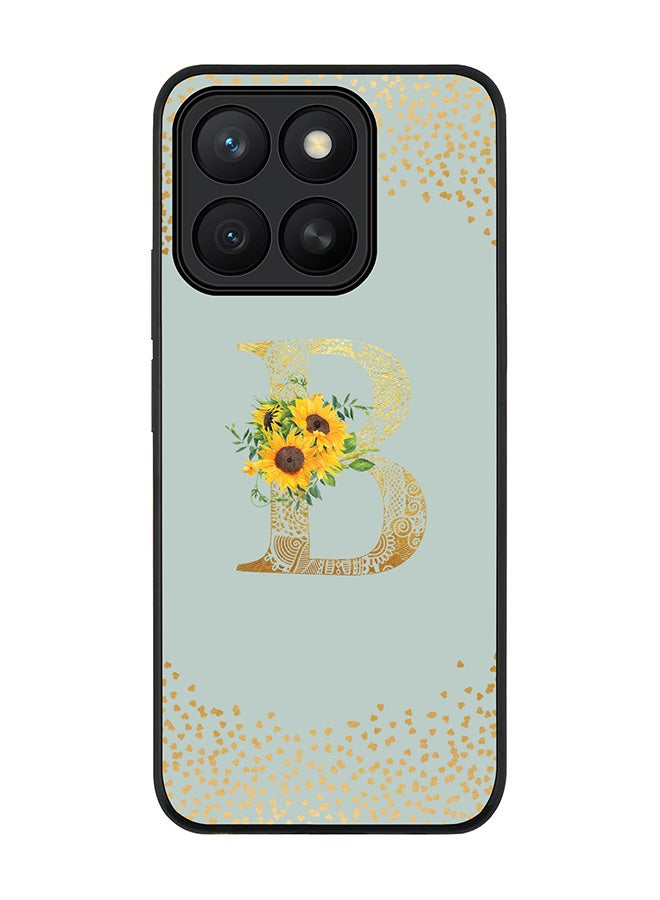 Stylizedd For Honor X8c Case,Slim fit Camera Protection, Shockproof Thin Phone cover  - Custom Floral Monogram - B  (Light Grey )