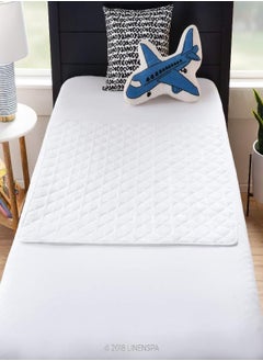 LINENSPA Linenspa 34" x 52" Skid Resistant Waterproof Sheet and Mattress Protector Pad-Highly Absorbent-Machine Washable-Quilted, White  - Image 5