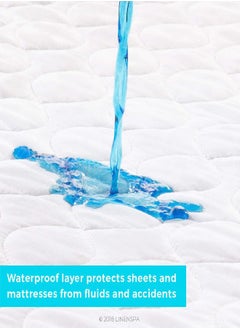 LINENSPA Linenspa 34" x 52" Skid Resistant Waterproof Sheet and Mattress Protector Pad-Highly Absorbent-Machine Washable-Quilted, White  - Image 3
