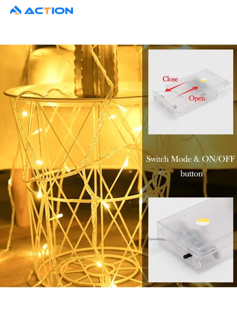 أكشن سلسلة أضواء خيالية LED مكونة من 40 مصباح – بطول 6 متر تعمل بالبطارية، مناسبة للاستخدام الداخلي والخارجي، لتزيين حفلات الزفاف والمناسبات والعطلات (إضاءة بيضاء دافئة) - Image 3