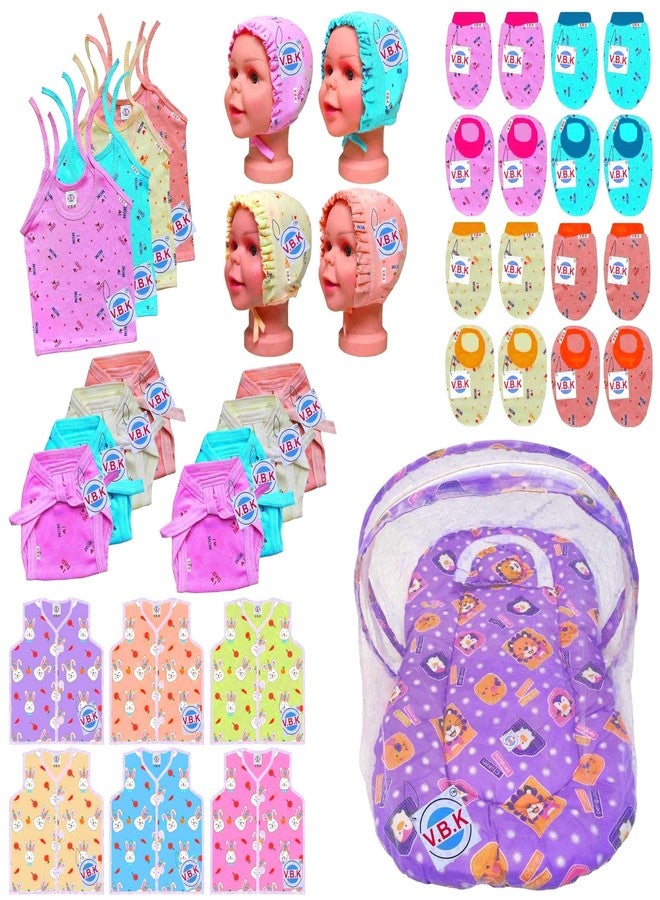 V.B.K® Baby Clothes/Baby Gift Set With Jabla, Nappy, Mitten Booties, Cap and Bedding Set With Mosquito Net, 0 to 3 Months - Image 1