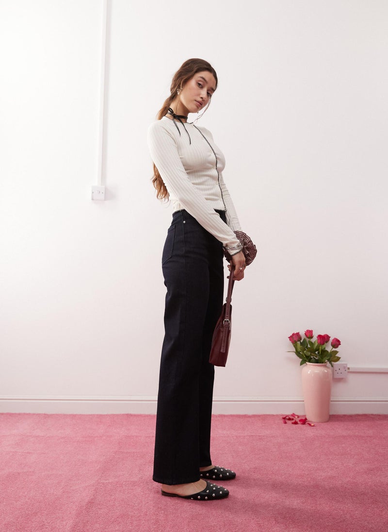 Miss Selfridge Piping Detail Ribbed Cardigan  - Image 4