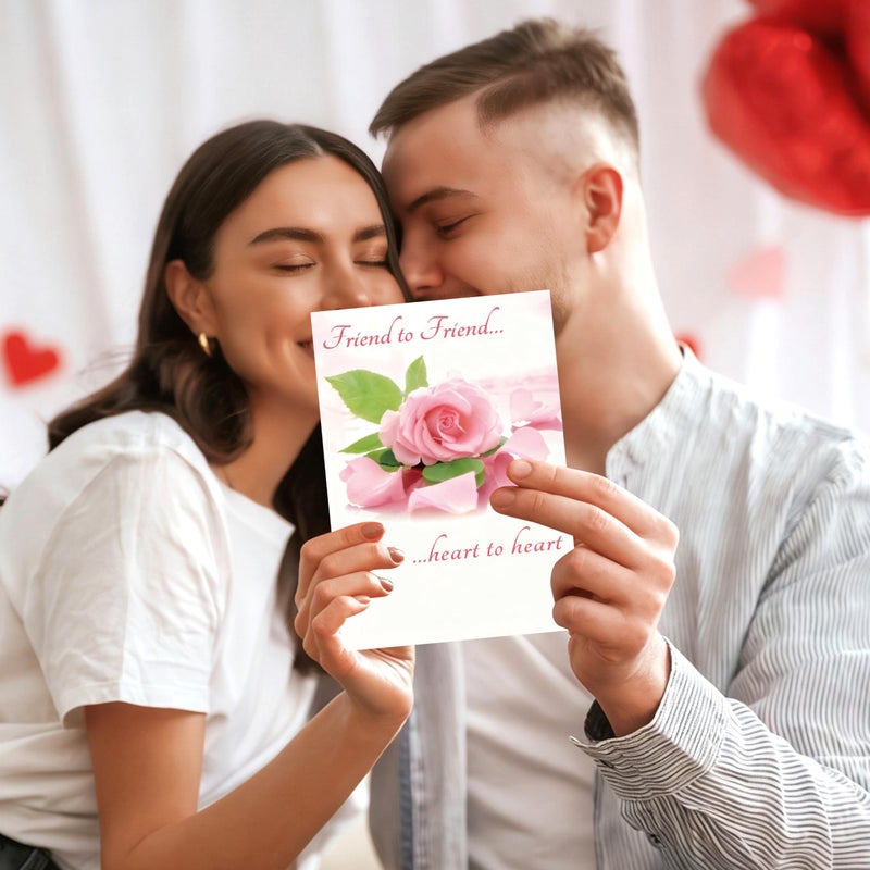 Smithtuy Valentines Day Card for Friend,Friend Valentines Day Cards Gifts for Him Her,Heartfelt Rose Design Friendship Valentine's Day Card for Men Women Best Special Friends - Image 5