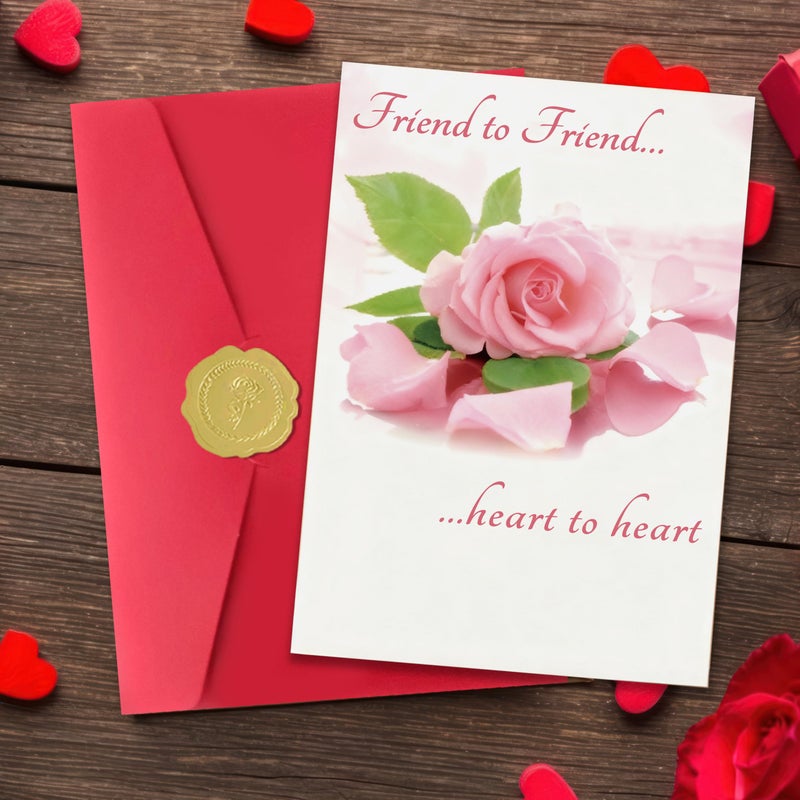 Smithtuy Valentines Day Card for Friend,Friend Valentines Day Cards Gifts for Him Her,Heartfelt Rose Design Friendship Valentine's Day Card for Men Women Best Special Friends - Image 4