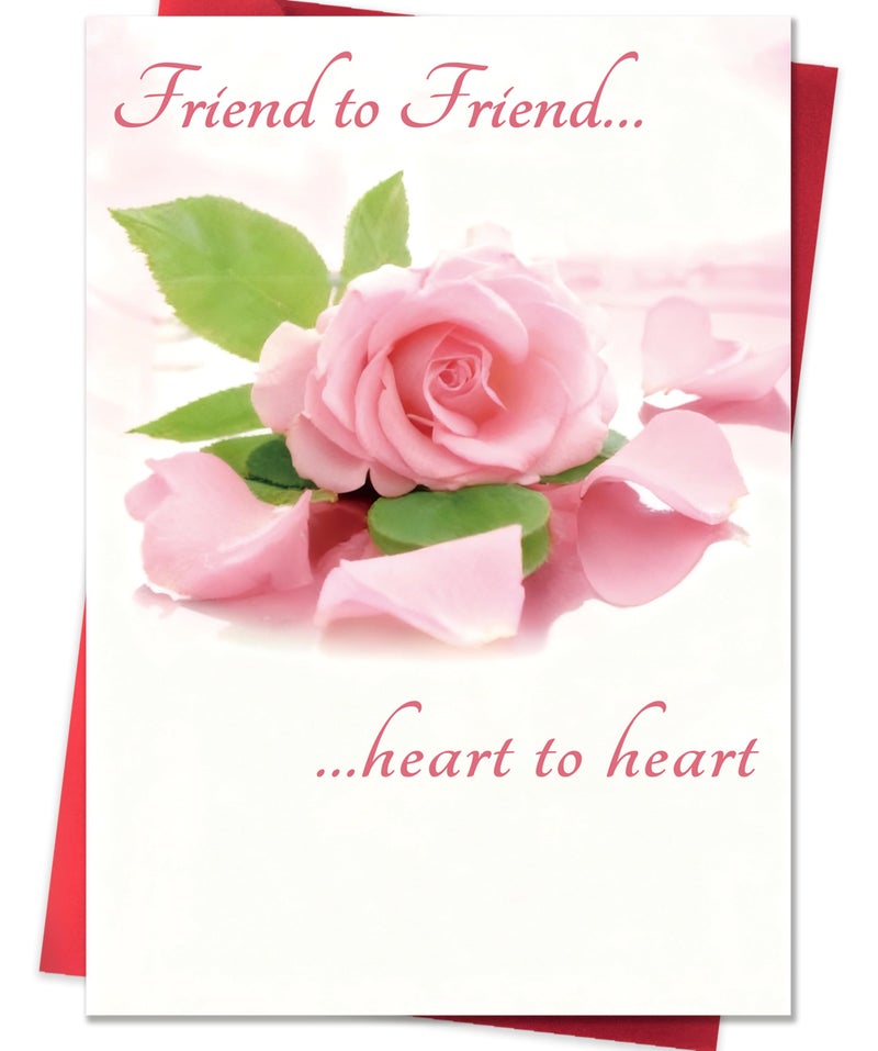Smithtuy Valentines Day Card for Friend,Friend Valentines Day Cards Gifts for Him Her,Heartfelt Rose Design Friendship Valentine's Day Card for Men Women Best Special Friends - Image 1
