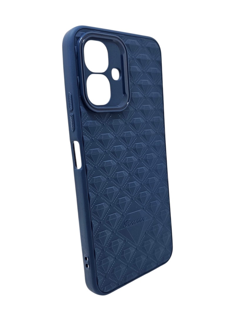 Carbon Fiber Shockproof Case For Tecno Spark Go 2 - Blue - Image 2