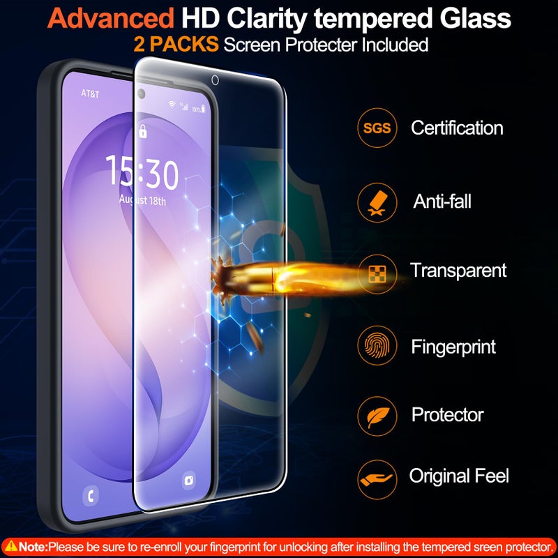 MOZOTER for Samsung Galaxy S26 Case with Magnetic,[Compatible with MagSafe][12Ft Military Dropproof][2*Screen Protector] Translucent Anti-Dust Plugs Slim Shockproof Case for S26-Black - Image 3