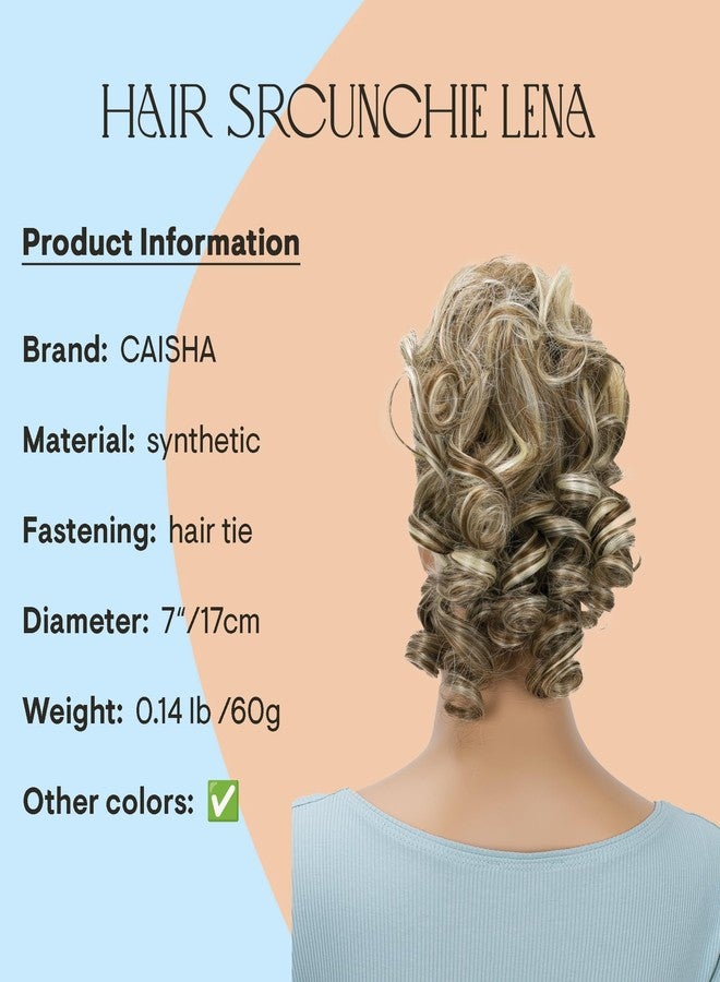 CAISHA Jumbo Hairpiece Scrunchy Updo Voluminous Curly Messy Bun Brown With Light Blonde Highlights G28L - Image 2