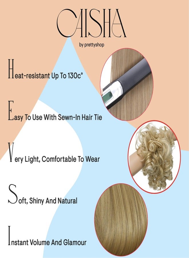 CAISHA Jumbo Hairpiece Scrunchy Updo Voluminous Curly Messy Bun Brown With Light Blonde Highlights G28L - Image 3