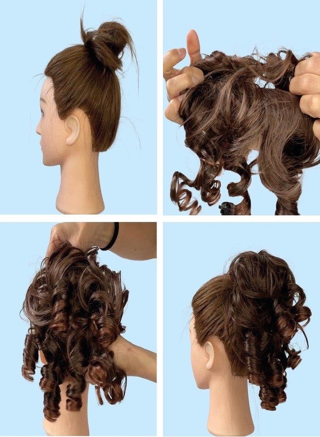 CAISHA Jumbo Hairpiece Scrunchy Updo Voluminous Curly Messy Bun Brown With Light Blonde Highlights G28L - Image 5