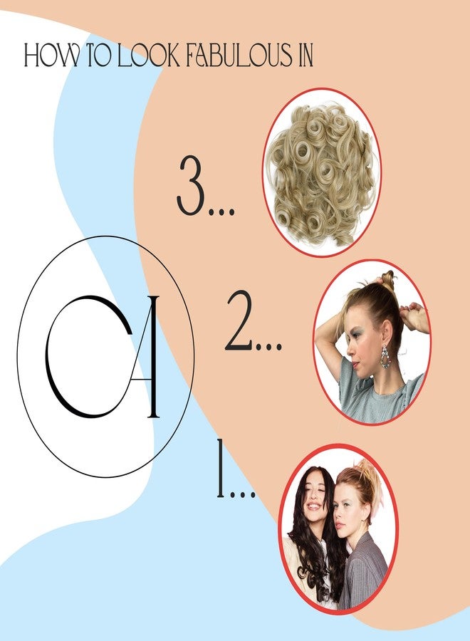 CAISHA Jumbo Hairpiece Scrunchy Updo Voluminous Curly Messy Bun Brown With Light Blonde Highlights G28L - Image 4