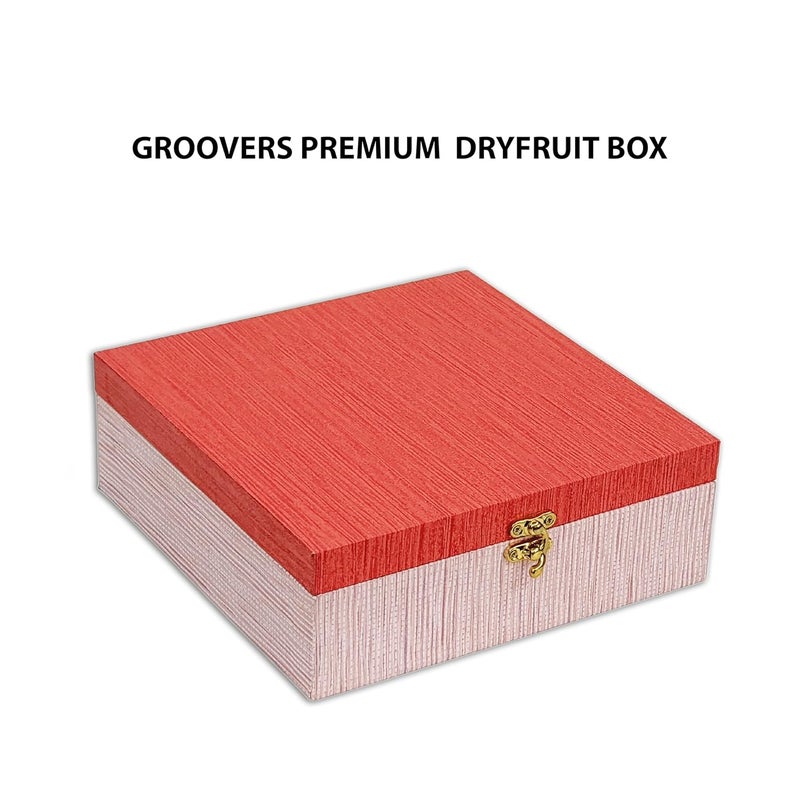 Groovers Empty Dry FruitsCookies Jars Box ChristmasDiwalifestival Gifting Chocolate Jar Boxes Wedding Gift Box Cookies Jars MDF Box Medium Red - Image 2