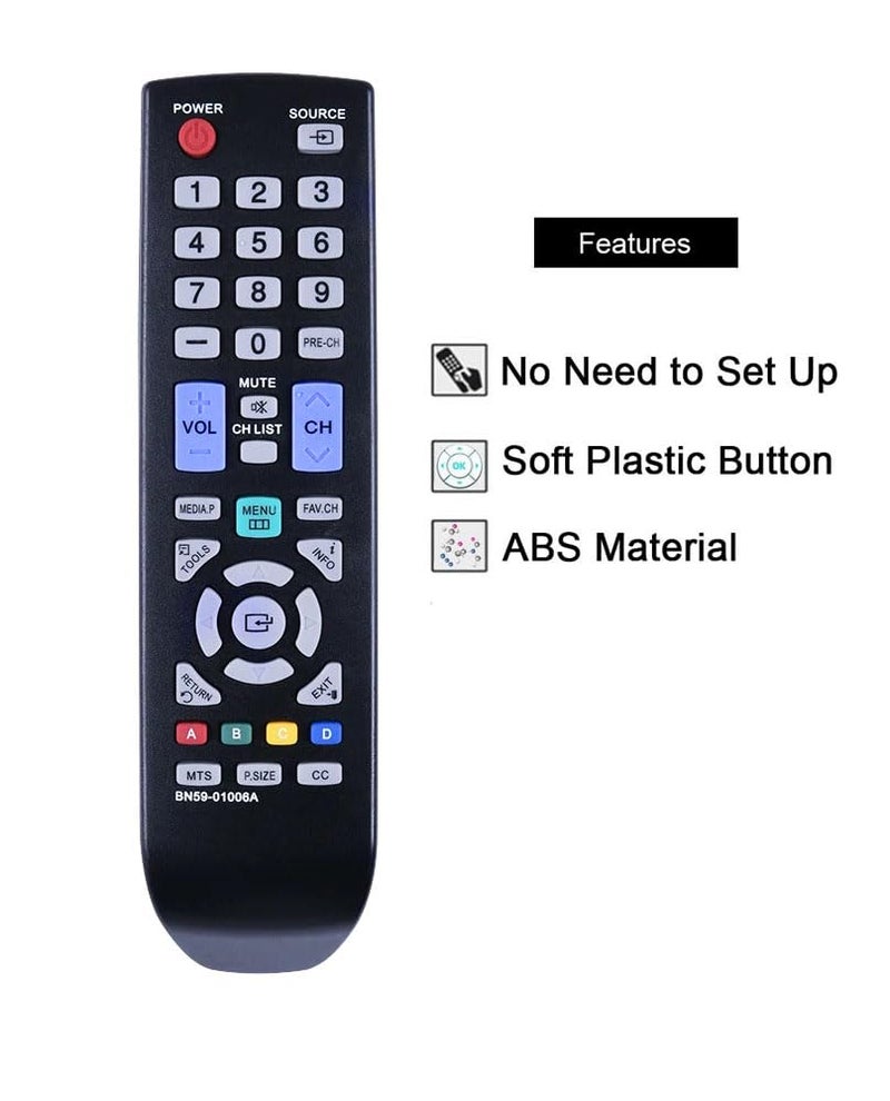 BOMAZ Replacement Remote Control Universal for Samsung LN32D405E3D LN32D403E2DXZASP03 LN32D403E4D LN32D403E4DX LN32D405E3DXZA Smart TVs - Image 2