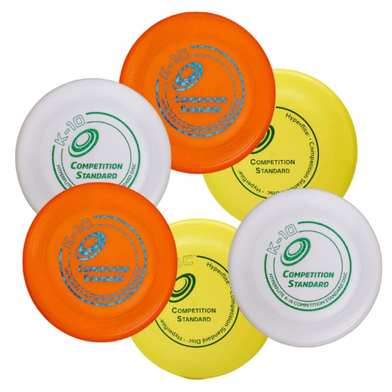 Hyperflite K-10 Competition Standard Dog Disc (6 Pack) - Assorted Floating Frisbee for Dogs - Large Canine Plastic Discs for Ultra-Long Flights - Flying Disc Toy for Secure Gripping - 8.75â€ - Image 1