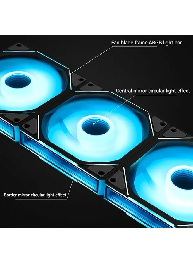 ثلاث عبوات مروحة تبريد صامتة للقاعدة مع كتلة بناء أمامية سوداء ومروحة ARGB PWM - Image 3