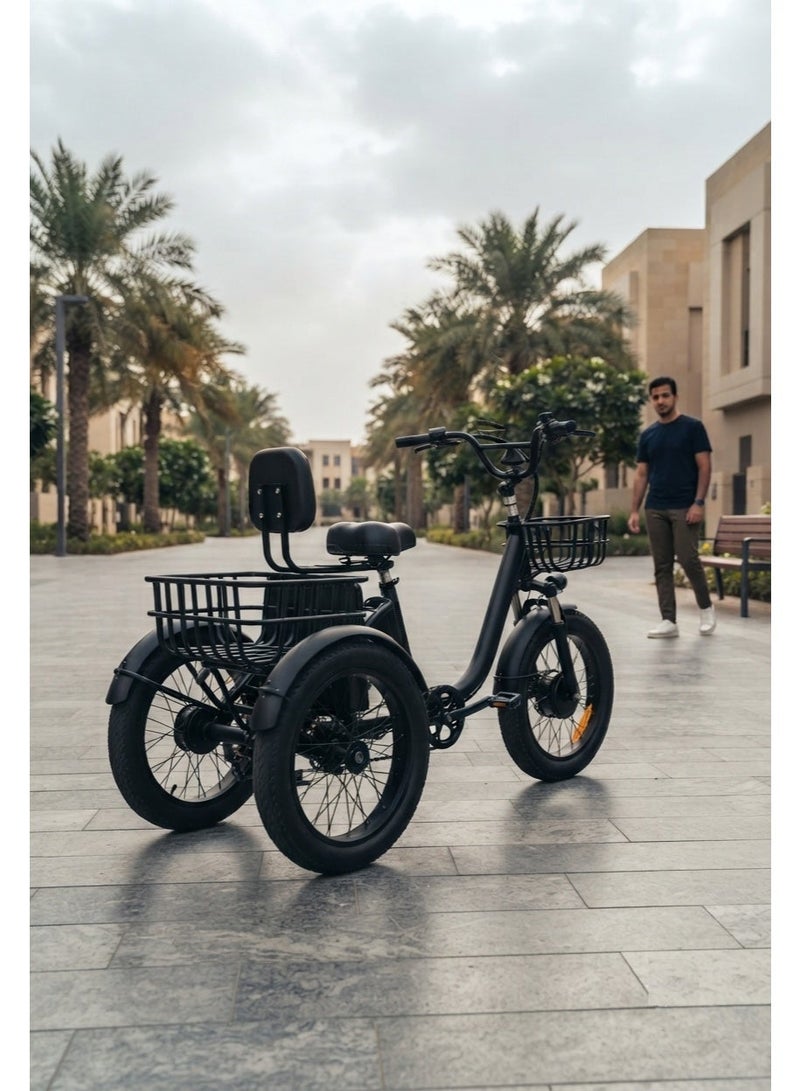 Fitness Foldable Electric Tricycle for Adults, 20" x 4.0 Fat Tire, 3-Wheel E-Trike, Peak 720W Motor, 48V 13Ah Battery, Black - Image 2